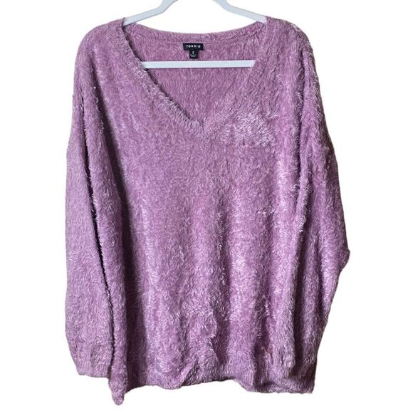 Torrid Wm’s Sz 2 Purple Soft Pull Over V-Neck Eye Shadow Sweater - Picture 1 of 5